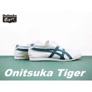 Original Tiger Shoes Classic White/dark Green Mens and Womens Canvas Non-slip Lazy Shoes Comfortable Breathable Casual Sneakers 1183A360-102