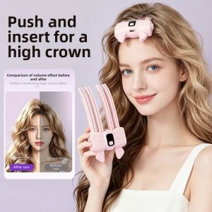 JIMEIXIAN01 Có thể sạc lại Kẹp tóc Thiết kế liền mạch Vương miện cao Kẹp tạo độ phồng cho tóc mái Phong cách lười biếng Sưởi ấm bằng điện Kẹp Tóc Điện Dành cho phụ nữ