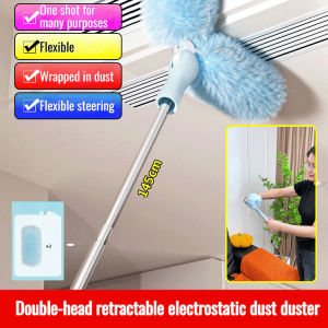 ✨ Double Head Flexible Duster Cleaning Tool/Dust Remover/Disposable Dust Cleaner For High Gap Dusting Static Dust Removal 180° Rotation Dual Head Design Twintip Extendable Static Duster