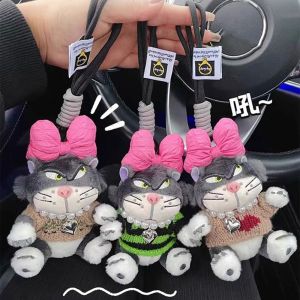 XUNXUAN Bow Lucifer Cat Pendant Key Chain Stuffed Animal Plush Doll Keychain Kawaii Decoration Gift Jewelry