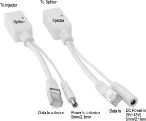 POE Adapter Passive สาย PoE Splitter + Passive PoE Injector Cable POE RJ45อุปกรณ์แยกสายไฟผ่านหัวแลนแบบ Passive Poe คละสี