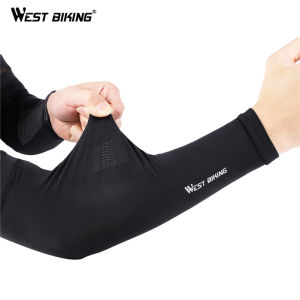 WEST BIKING Ice Fabric Arm Sleeves UV Protection Breathable Sport Cycling Fitness Running Men Women Arm Warmers Sleeves