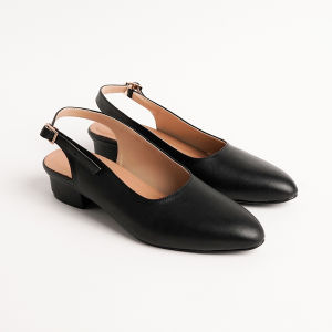 Sepatu mules hitam lancip / Tali belakang ukuran 35-45 jumbo bigsize / Sepatu formal wanita