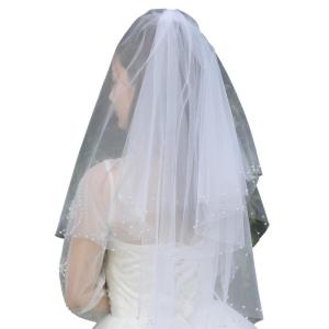 ชุดประดับศีรษะสำหรับเด็กผู้หญิงชุดคลุมชั้นเดียวไข่มุกผ้าคลุมหน้าเจ้าสาวสำหรับเครื่องประดับศีรษะงานพรอมประกวด