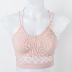 KL Stock Women Sport Bra Padded Strech Cotton Crop Top Caged Bra Comfortable Shoulder Strap Cross Back