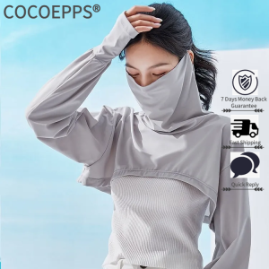 Cocoepps quần áo chống nắng cho phụ nữ 2023 Mới Mùa hè đi xe đạp chống tia cực tím thoáng khí Viscose mỏng bên bờ biển Quần áo chống nắng mỏng