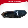 Liam Jacob Men Footwear Black Floater Cow Leather Rubber Sole Topsider Boat Shoes. 