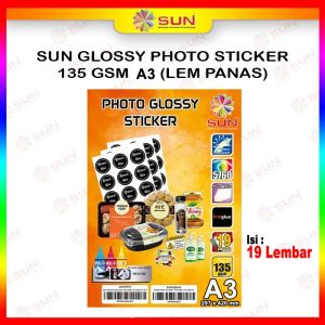 Kertas Stiker Foto Glossy A3 - Glossy Photo Sticker Paper 145 Gram ( Support Printer Epson/Canon/HP/Brother Ori (Dye ) - 664 003 673 001 )