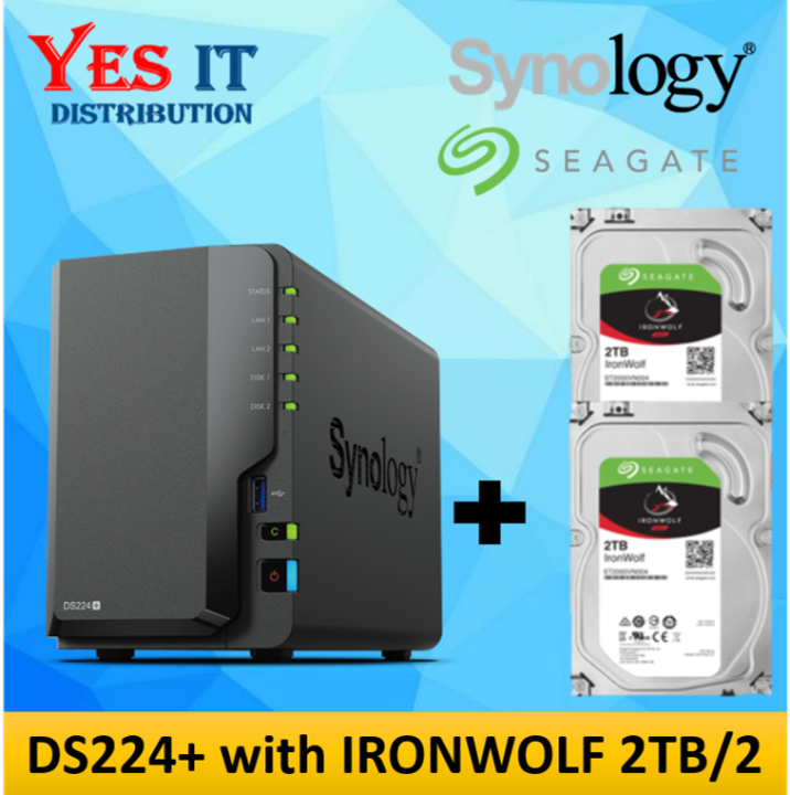 Synology DS224 2-bay-diskstation NAS (Intel Celeron J4125 4-ku00e4rnig 2.0 GHz 2 GB DDR4 RAM 2 X RJ