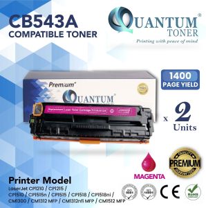 2 Units Compatible 125A / CB543A MG High Quality Compatible Color Laser Toner Magenta Cartridge for HP Color LaserJet CP1210 / CP1215 / CP1510 / CP1515 / CP1515n / CP1518 / CP1518NI / CM1300 / CM1312 MFP / CM1312NFI MFP / CM1512 MFP Printer Ink