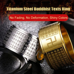 viviking Swastika heart sutra ring titanium steel ring for men