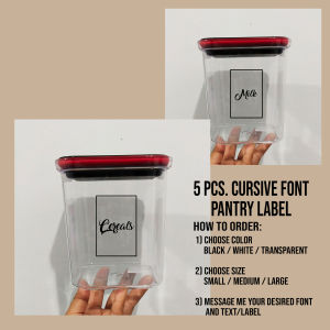 5pcs CURSIVE FONT Pantry and Kitchen Label Sticker (Customized kahit anong text pwede ilagay)