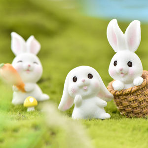 💕 Store opening 💕 Sunmmer rabbit gift Figurines Fairy Garden Miniatures Resin Craft Landscape