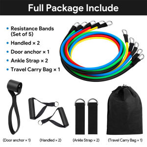 🇸🇬 Fast Delivery Gym 11pcs/Set Exercise Resistance Bands Yoga Fitness Home elastic band Gym Kit Pull Rope gym equipment gifts Christmas present