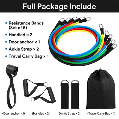 🇸🇬 Fast Delivery Gym 11pcs/Set Exercise Resistance Bands Yoga Fitness Home elastic band Gym Kit Pull Rope gym equipment gifts Christmas present