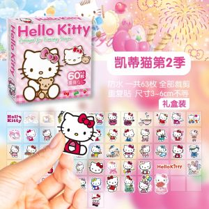 60pcs/set Sanrio Kuromi Stickers Anime Ins Small Gift Box Pattern Sealing Stickers Hello Kitty Melod