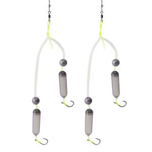 2PCS Double Hooks Fishing Hair Rigs Hook Suspension Carp Fishing Hook Gold Sleeve Ready-to-Use Carp Rigs Fishing Lure