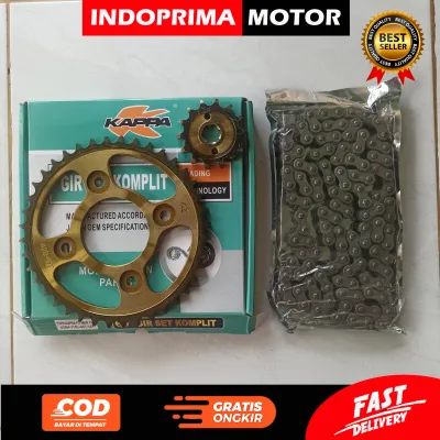 KAPPA GEAR SET KOMPLIT SUPRA FIT NEW 40. GIGI TARIK GOLD DAN RANTAI KARISMA SUPRA X 125 REVO BLADE