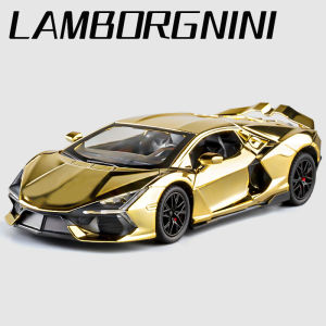 1: 24 Lamborghini Revuelto Mạ điện Hợp kim Mô hình Xe hơi Đồ chơi Đúc kim loại Đúc âm thanh và ánh sáng Đồ chơi Xe hơi cho Trẻ em Xe