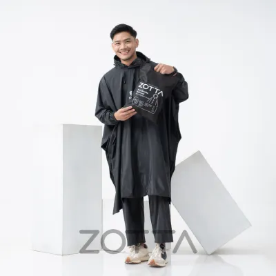 ZOTTA Jas Hujan Ponco Celana Jumbo Tebal dan Kuat Warna Hitam