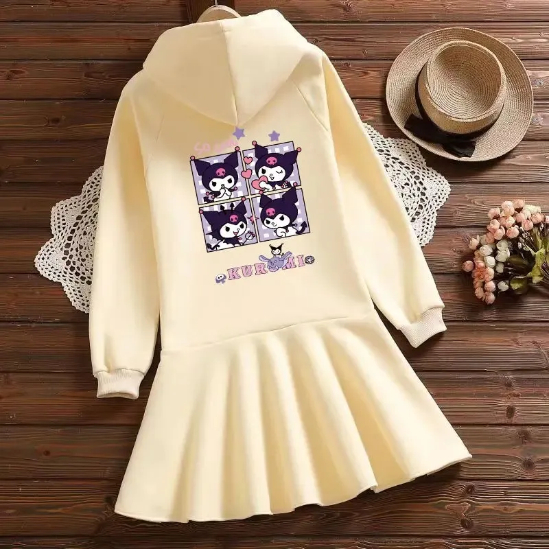 Sanriod Anime Kuromi Kids Girl Princess Dress Cute Children Hooded