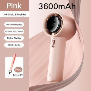 JISULIFEPortable Hand Fan 100 Kecepatan Angin 5000mAh Baterai USB yang Dapat Diisi Ulang Layar Digital LED Perjalanan Berkemah Luar Ruangan