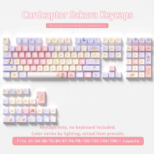 Cardcaptor Sakura Theme Cherry Profile 132keys PBT DyeSublimation Keycap set for Mechanical Keyboard