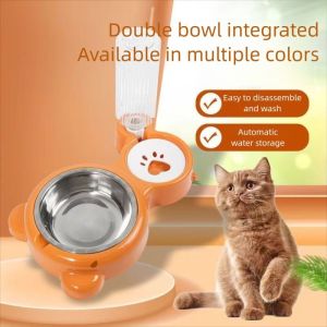 2 in 1 Pet Bowl Set for Dogs Cats Food Water Bowl with Drinking Bottle Multifunctional Puppy Kitty