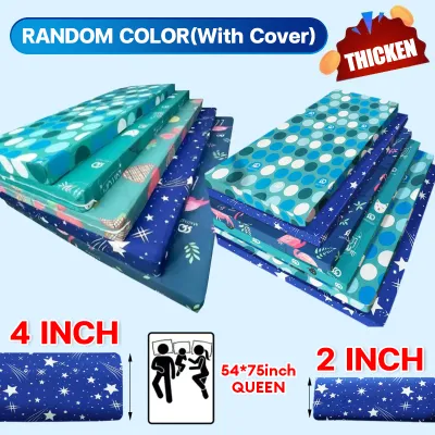 FINNA Foam Mattress 2/4 inch Thick 100% Original with random Color Cover Single/Double/Family/Queen Size
