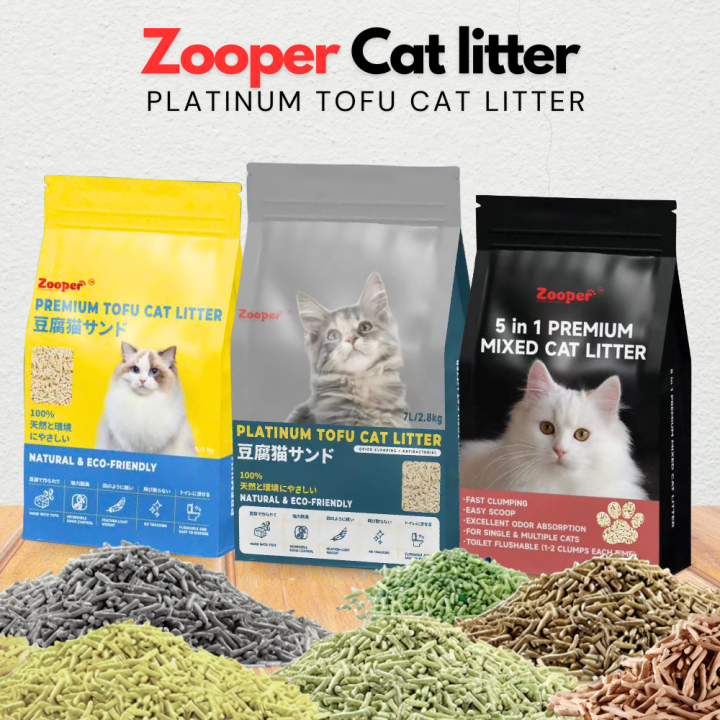Zooper Tofu Cat Litter Flush Toilet Less Dust Platinum All Type Grade A