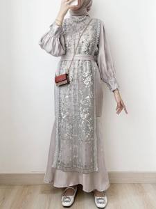 BAJU KONDANGAN WANITA KEKINIAN KAVI DRESS BEST SELLER VELOXA DRESS FREE BELT BROKAT SIZE M-3XL II ADINDA DRESS II DRESS WANITA