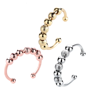 Flexible Antistress Spinner Ring For Office Adult Beaded Finger Ring Jewelry Gift Creatove Stress Relief Finger Spinner