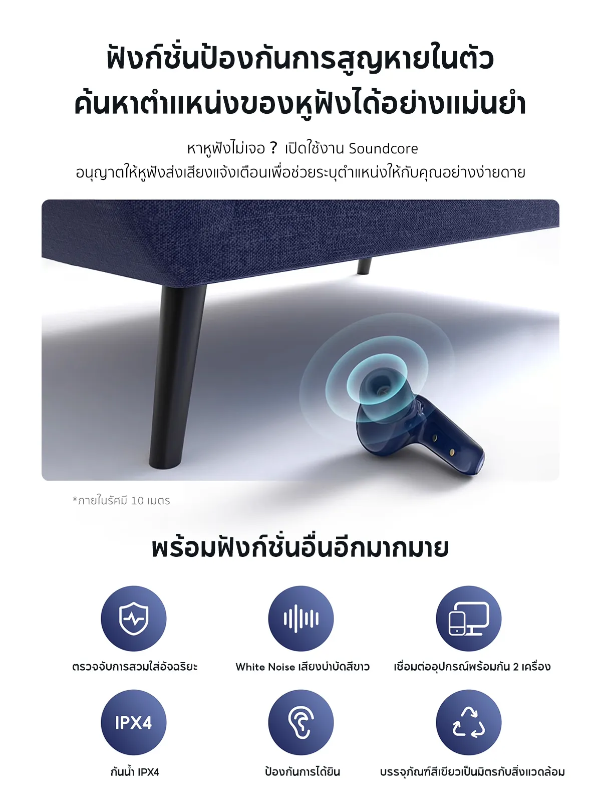 Soundcore Liberty 4 NC หูฟังบลูทูธไร้สาย 5.3 ลดเสียงรบกวนAll-New True-Wireless Earbuds Reduce Noise 98.5% A3947