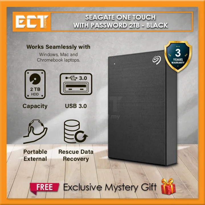 Seagate One Touch with Password 2TB - Black / Silver / Blue / Space Grey / Rose Gold