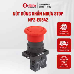 Nút dừng khẩn cấp STOP NP2-ES542 nhựa nút nhấn khẩn cấp đỏ cho tủ điện công nghiệp