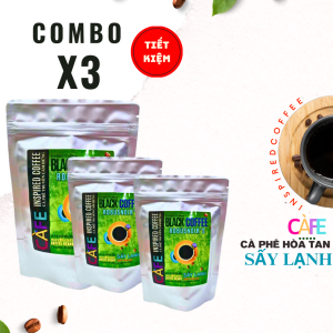 (Combo 3 túi 200g) Cà phê sấy lạnh hòa tan Black Coffee Cafe đen hòa tan nguyên chất 100% Robusta cà phê Inspired Coffee