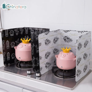Oil Splash Proof Board Foldable Aluminum Foil Oil Splash Guard Gas Stove Shield Oil Splatter Screen Kitchen Cooking Frying Guard [Chinatera]