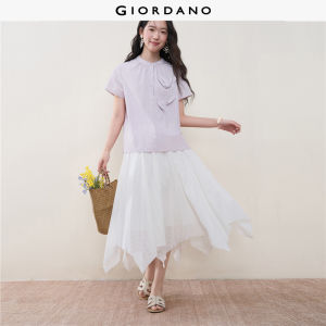 Giordano Women 3D Flower round neck short sleeve shirt Free Shipping 18346103