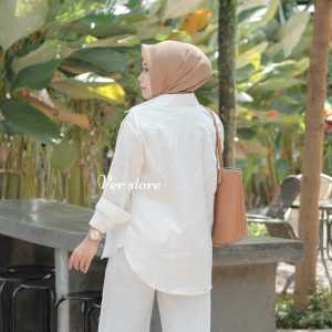 kemeja linen oversize wanita kerja