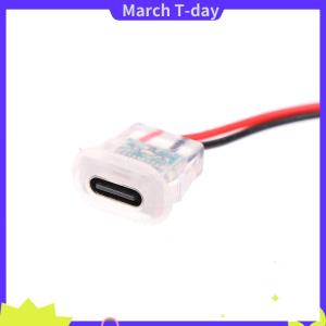 March ซ็อกเก็ตสำหรับชาร์จชนิดอินพุต USB 2PIN ชนิด C พร้อมแผ่นไฟ LED พอร์ตไฟ USB-C กันน้ำ TYPE-C แจ็คตัวเชื่อมต่อตัวเมีย