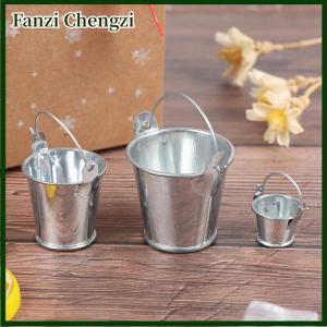 Fanzi 1Pcs Dollhouse Mini Iron Bucket Miniature Model Mini Dollhouse Decorations Ornaments Children Beach Small Bucket Toy