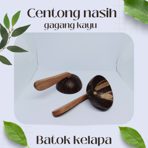 Centong nasi anti lengket batok kelapa / centong nasi padang / Lebar 105cm centong aesthetic alami Tampa vernis ✓ / centong sayur / centong batok gagang kayu