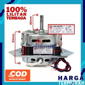 DINAMO PENGERING 2 TABUNG UNIVERSAL 70WATT | MOTOR DINAMO SPIN MESIN CUCI 2TABUNG MULTI UMUM 70WAT | SPINNER MESINCUCI 2 TABUNG AQUA / DENPO / SANYO / SANKEN/ AKARI / DENPOO AS 10 MM 70 WATT