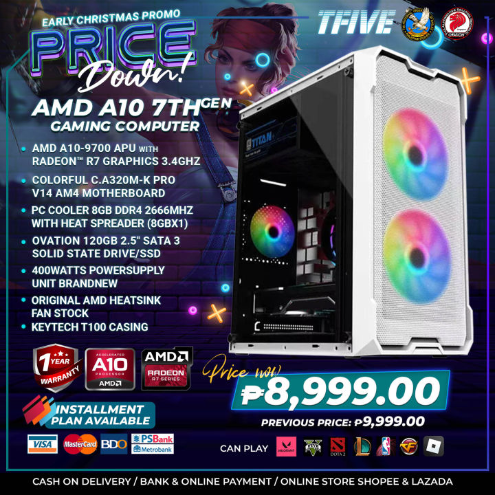 SYSTEM UNIT AMD A10-9700 APU with Radeon R7 8GB 120GB SSD 400WATTS PSU ...