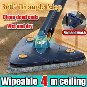 360° Rotatable Adjustable Triangle Spin Mop Floor Mop Cleaning Mop Dust Mop for Floor/Ceiling/Wall