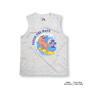 Áo thun cho bé trai size đại BIGFOX - MISS MEOW Áo ba lỗ sát nách cho bé chất cotton mềm mịn họa tiết khủng long cỡ trẻ em 3 đến 11 tuổi 30kg 40kg
