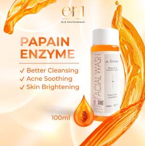 er-1 by dr. Erna Papain Enzyme Facial Wash and Cleanser 100 ml – Bright and Acne Face Skincare - Sabun Cuci Muka Pepaya Papaya Pencerah Jerawat