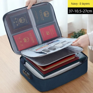 Storage Bag with lock large capacity Documents storage bag with zipper 3 layer storage handbag file organizer for documents waterproof Portable Passports Travel Organizer bag travelling bag storage rack multifunction bag travel luggage suitcase