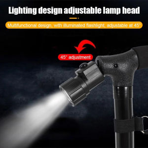 🌟 Adjustable Height Cane / Lightweight Walking Stick / Portable Folding Mobility Aid / Premium Sponge Handle / Non-Tip / Ultra Lightweight / Compact / 5-Level Height / Foldable With Light Multi-Function Cane