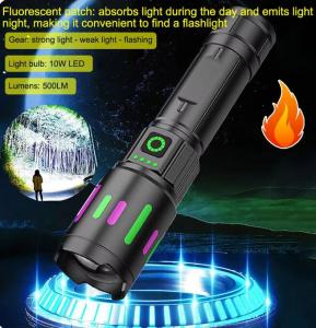 Strong Multi-function Zoom XHP50 P70 White Laser LED Flashlight COB Work Lights Powerful Rechargeable Torch Flood Light with Side Light for Outdoor Camping Fishing Hunting Climbing Adventure Hiking